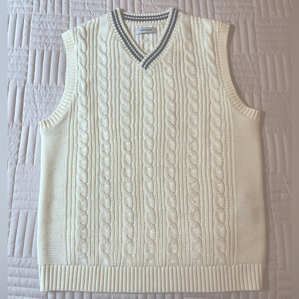 Jack and Jones Cream Sweater Vest